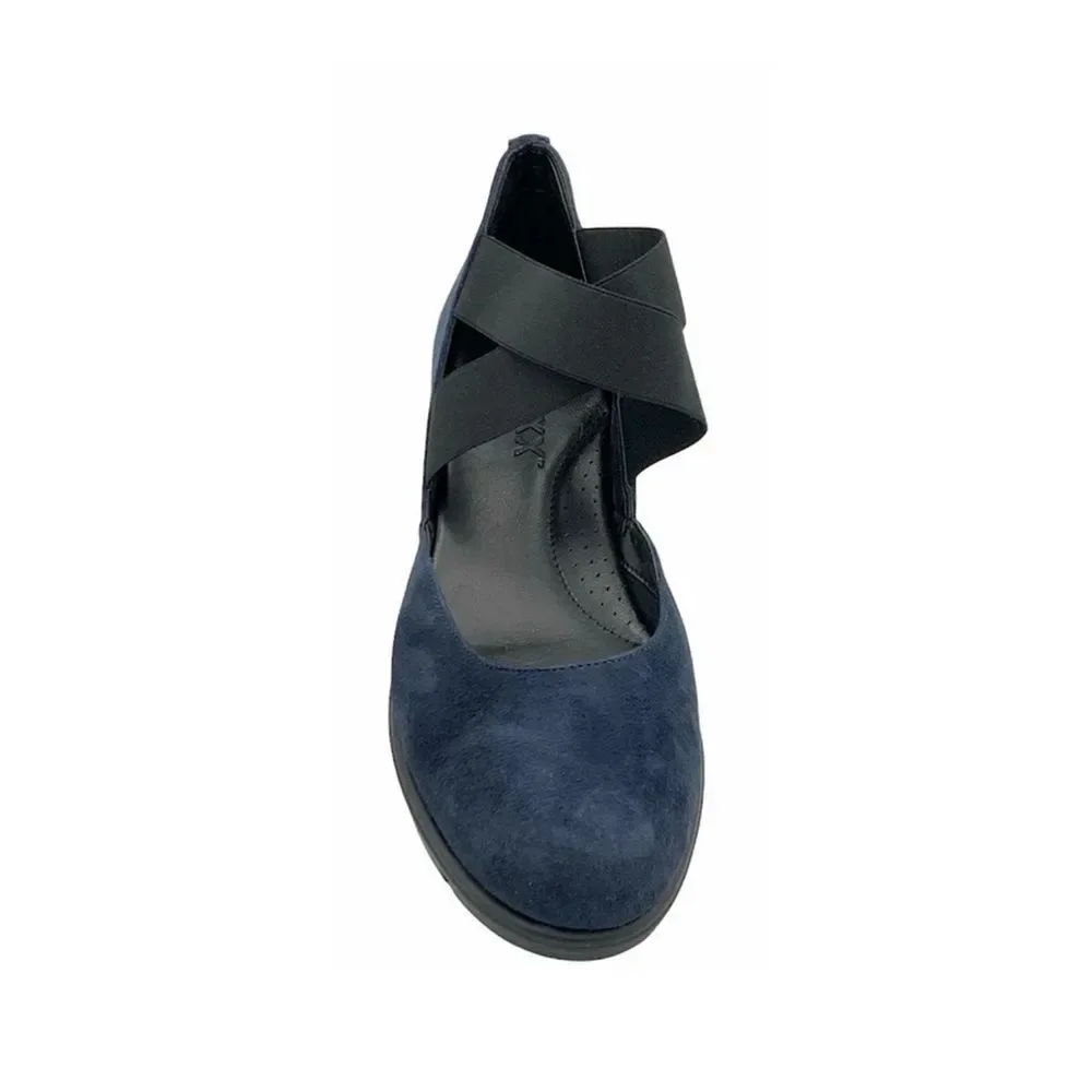 The Flexx Blue Suede Cross-Band Get Back Mary Jane Wedge Shoes New SZ 7.5
